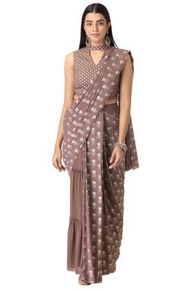 shraddha kapoor for indya dusty floral georgette boota saree - pink