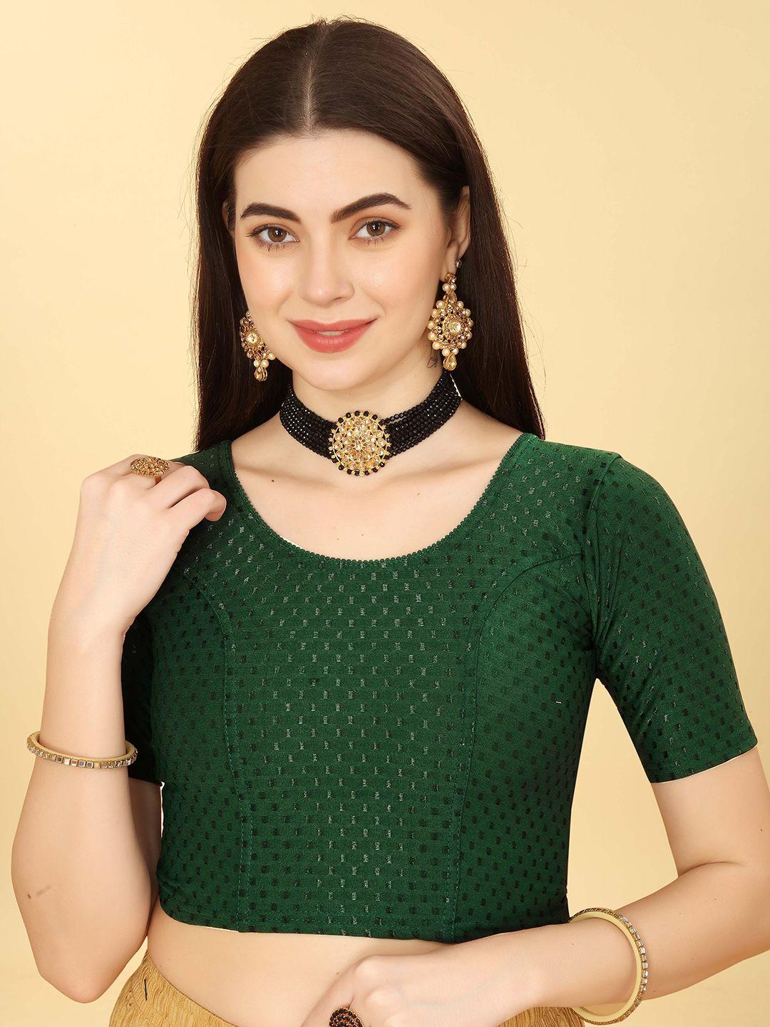 shree swangiyamata company embellished round neck velvet saree blouse
