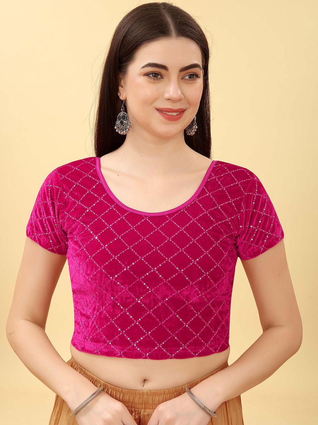 shree swangiyamata company embellished velvet saree blouse