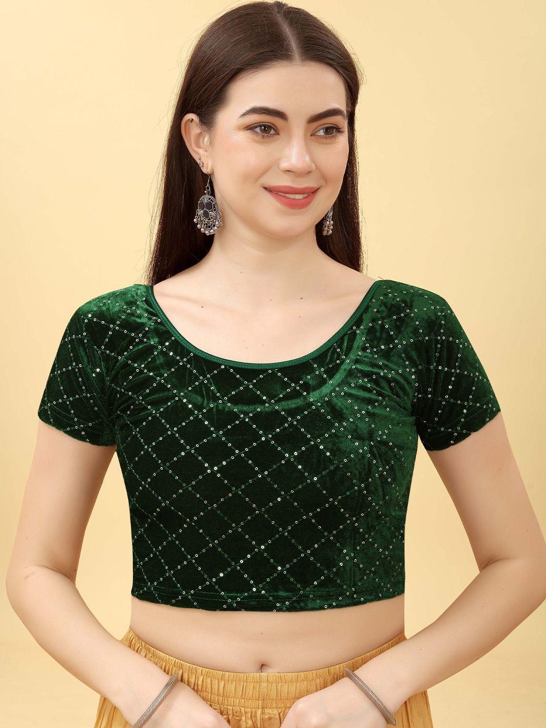 shree swangiyamata company embellished velvet saree blouse