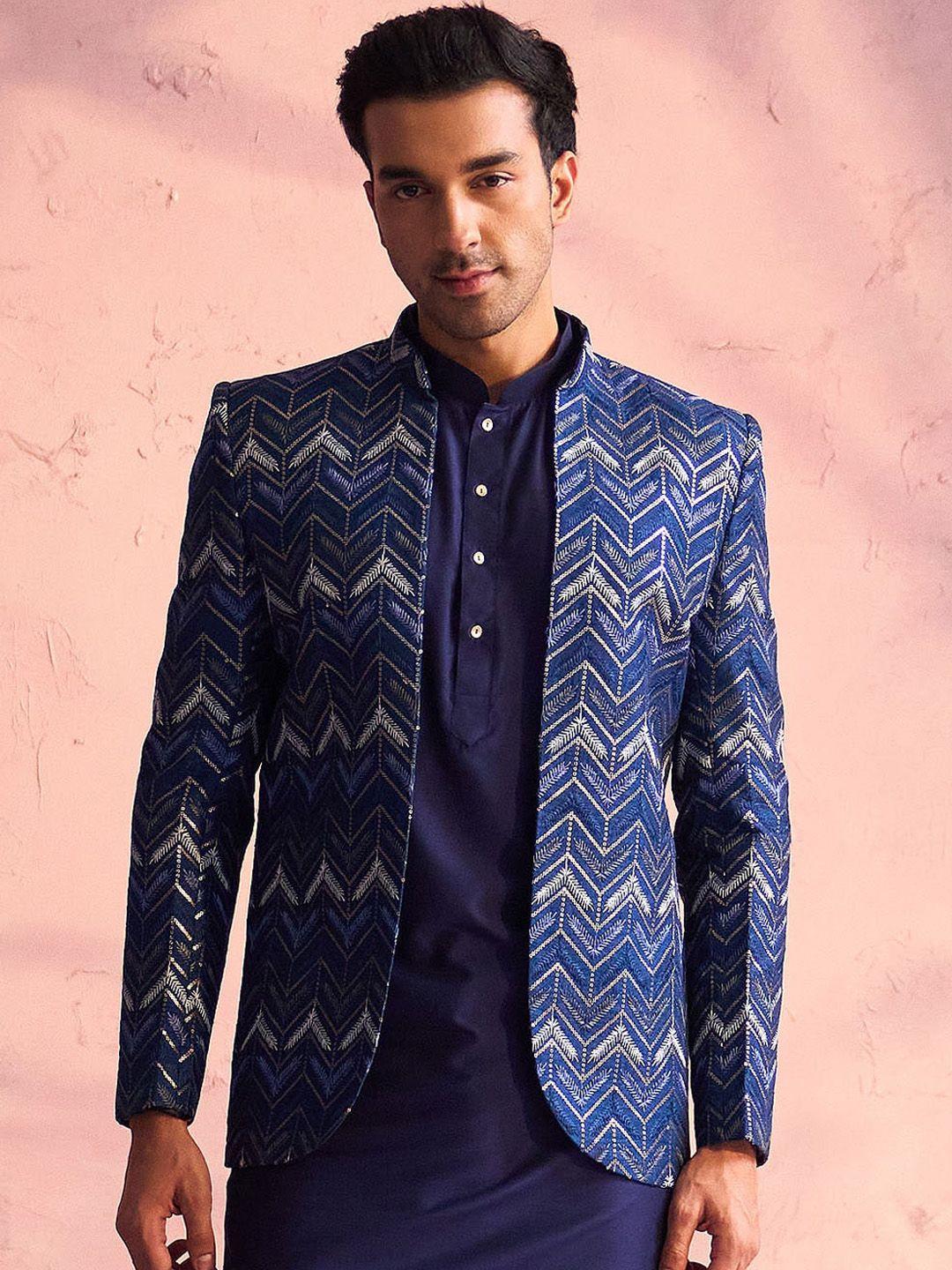 shrestha by vastramay embroidered slim-fit front open jodhpuri ethnic blazer