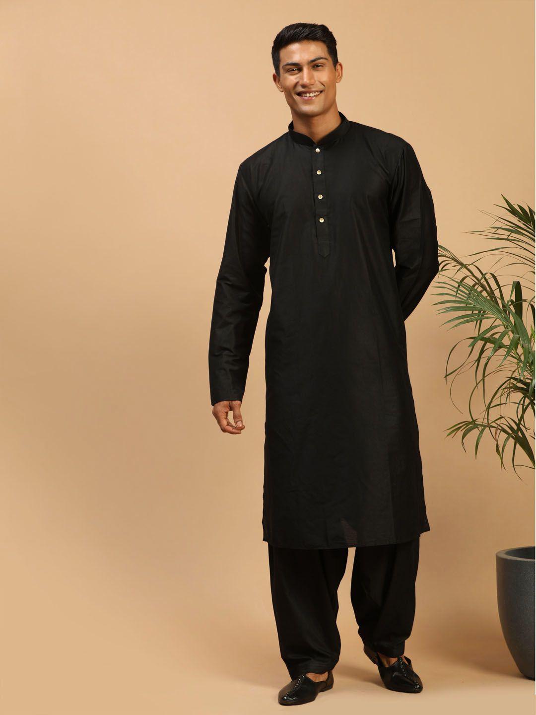 shrestha by vastramay men black kurta with patiala