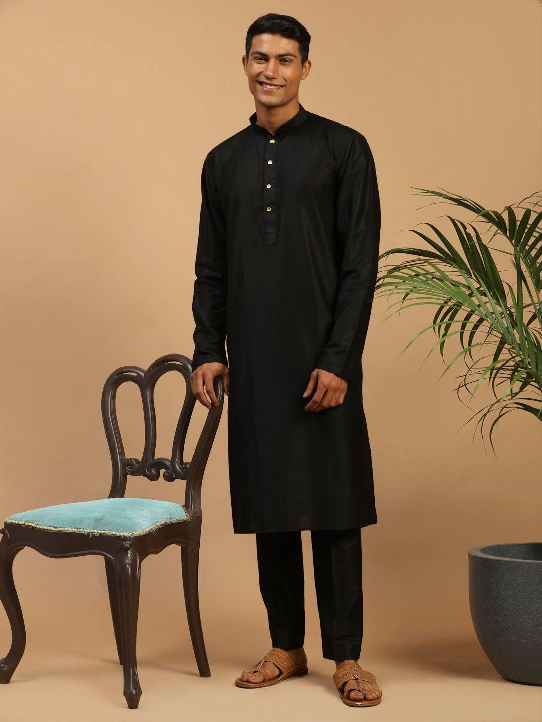 shrestha by vastramay men black kurta with trousers