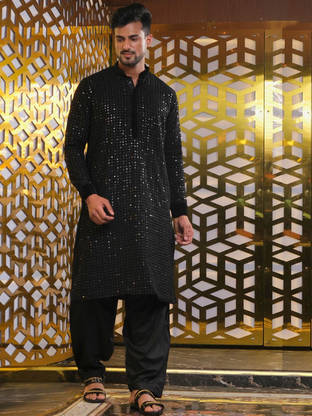 shrestha by vastramay men embroidered sequined kurta with pyjamas