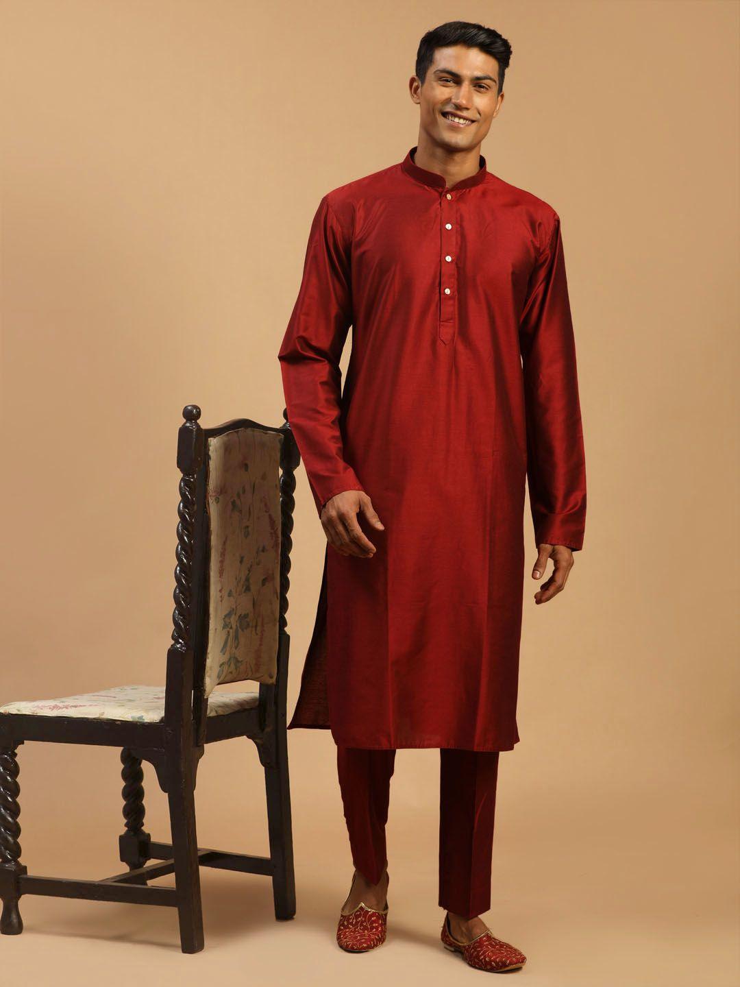 shrestha by vastramay men maroon kurta with trousers