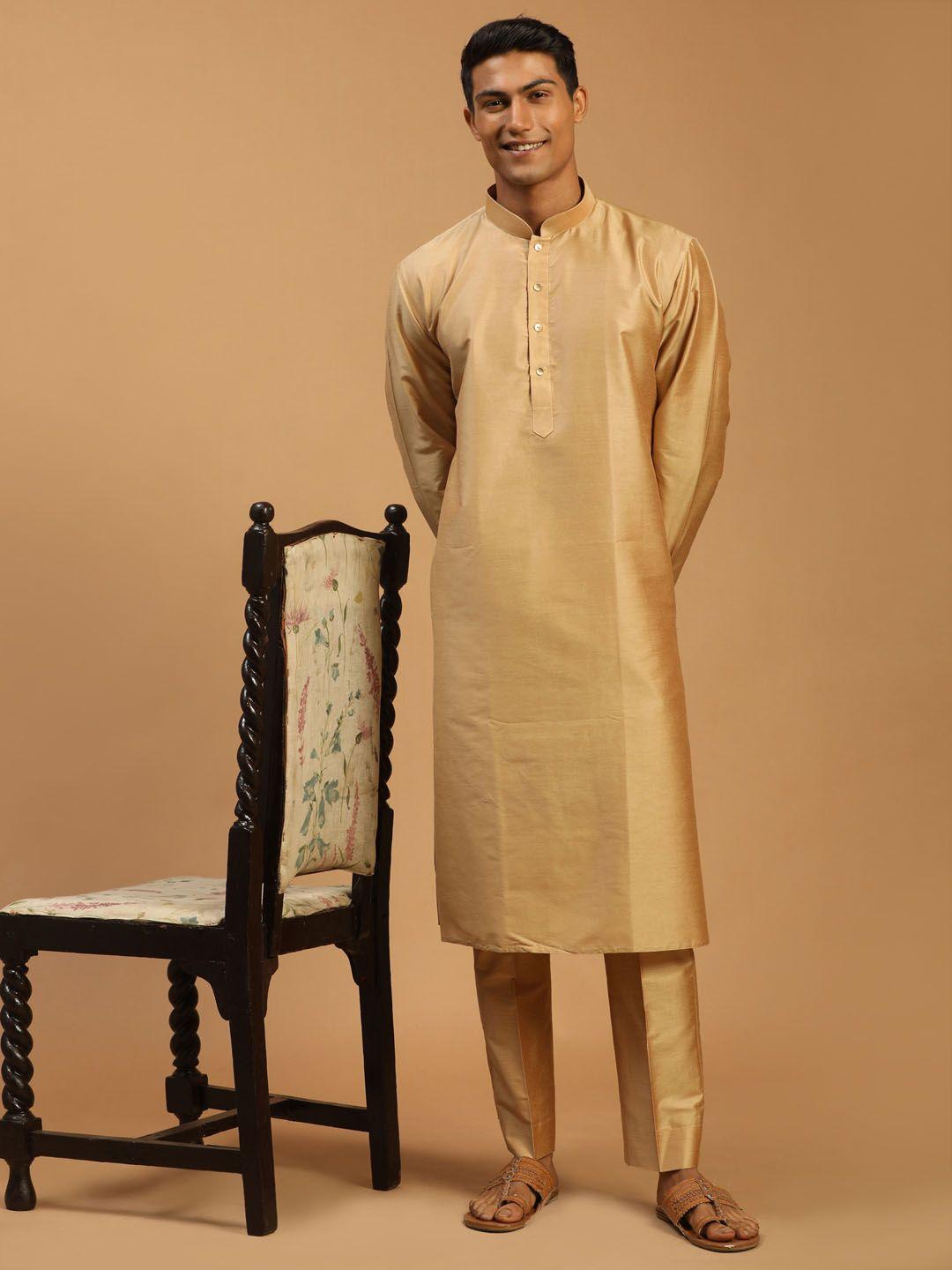 shrestha by vastramay men rose gold kurta with pyjamas