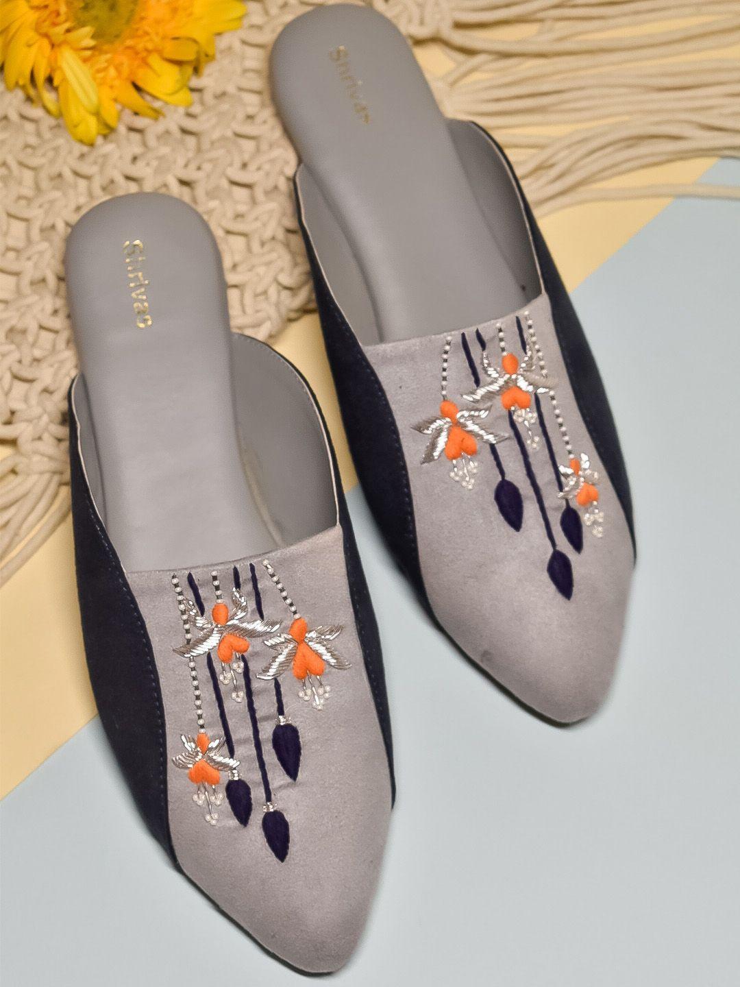 shrivas by archita mehta lily ethnic embellished suede mules