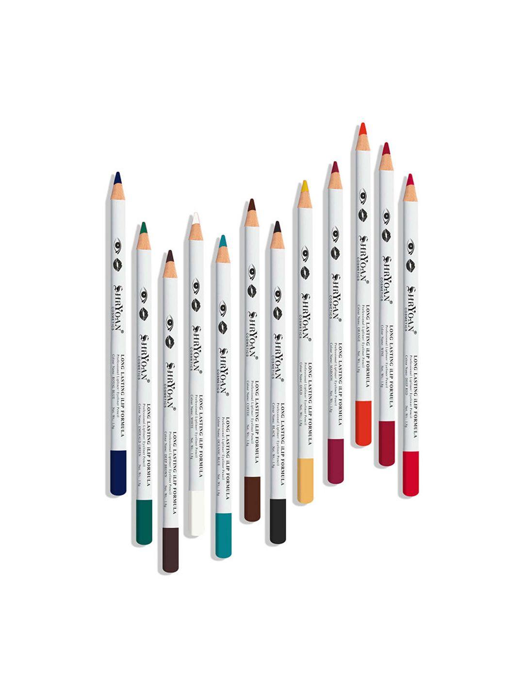shryoan set of 12 long lasting ilip formula lip liner & eyeliner pencil - 01