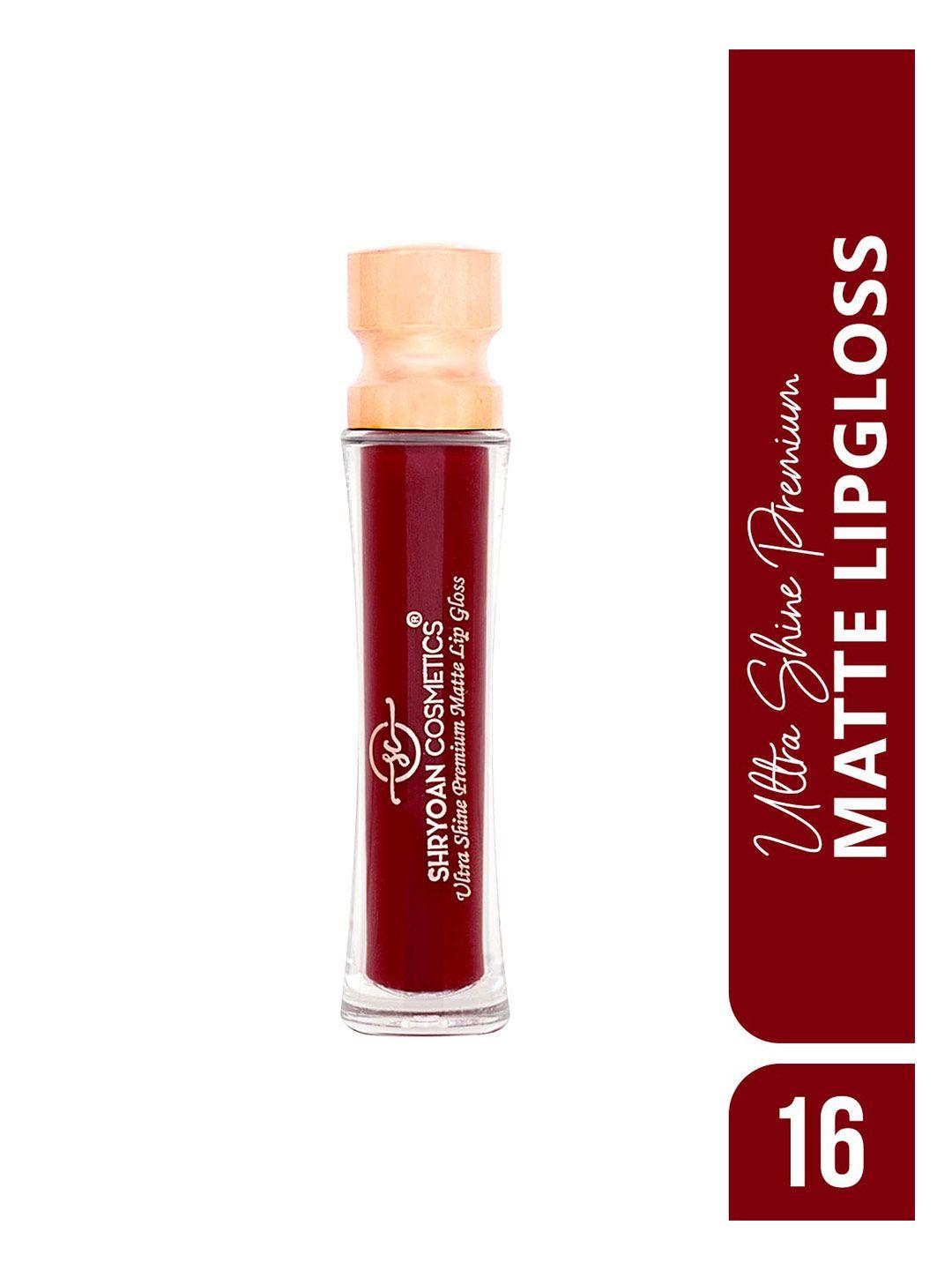 shryoan ultra shine premium matte long lasting lip gloss - burgundy - sh16
