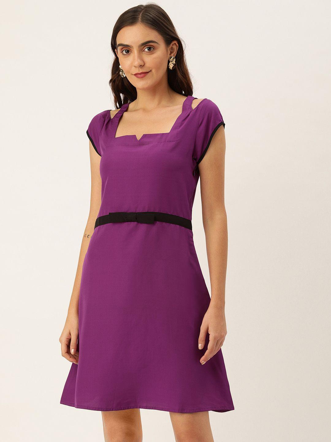 shubhangini fashion women purple solid fit and flare dress