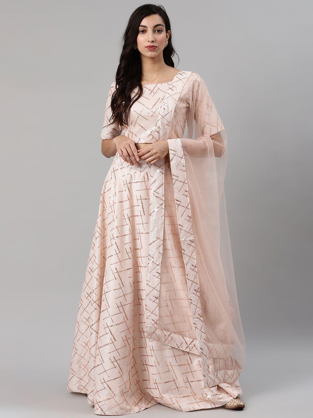 shubhkala embellished semi-stitched lehenga & unstitched blouse with dupatta