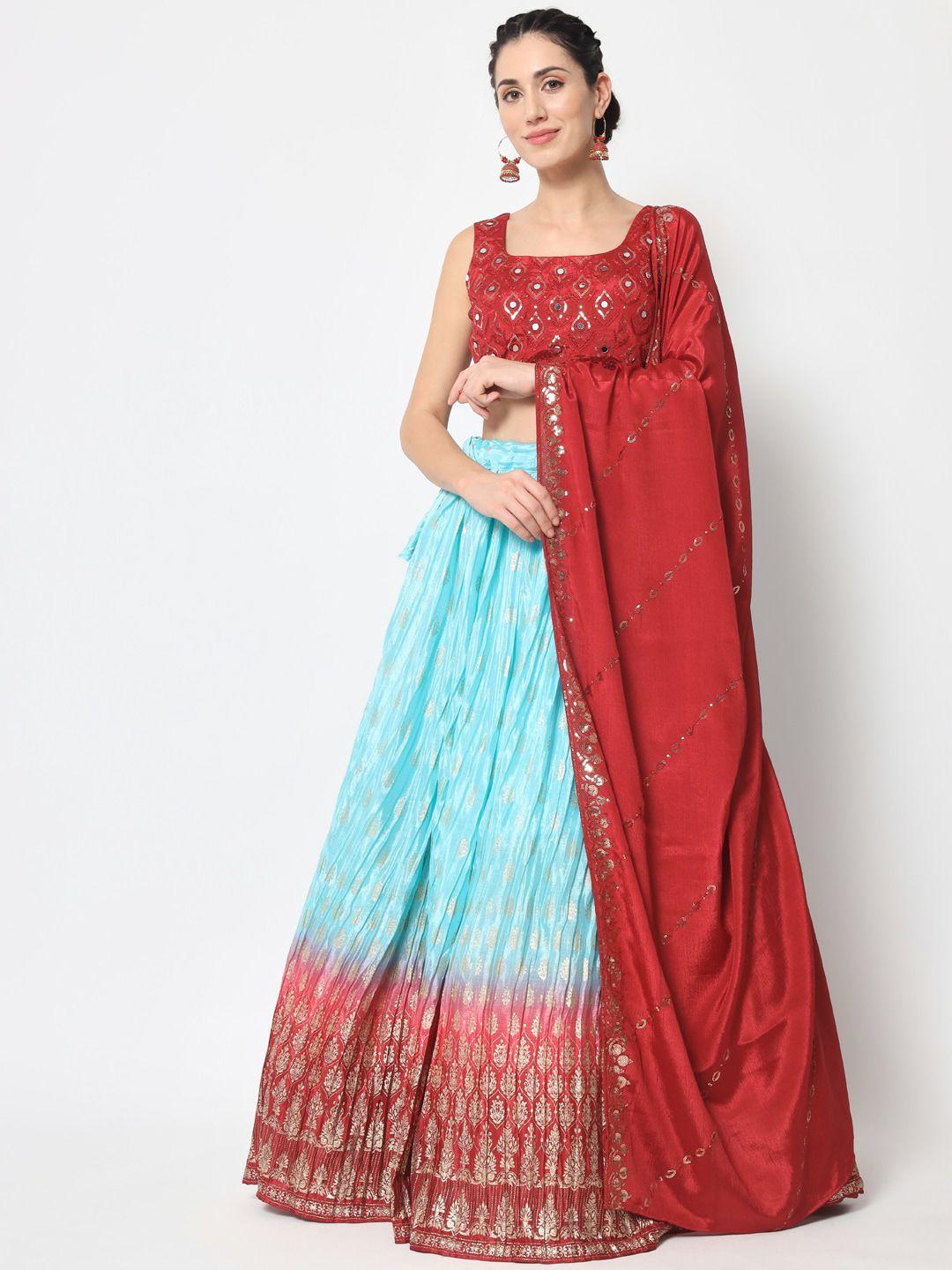 shubhkala  embroidered semi-stitched lehenga & unstitched blouse with dupatta