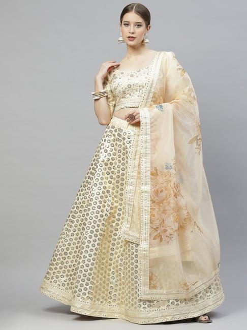 shubhkala beige silk embellished lehenga and choli set with dupatta