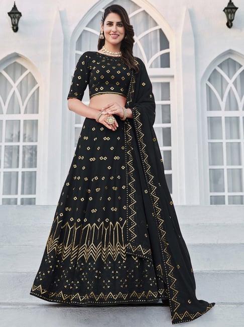 shubhkala black embellished lehenga and choli set with dupatta