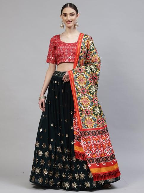 shubhkala black embellished lehenga and choli set with dupatta