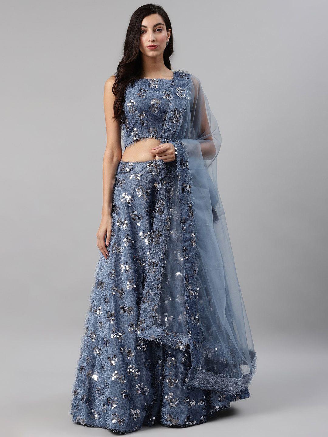 shubhkala embellished sequinned semi-stitched lehenga & unstitched blouse with dupatta