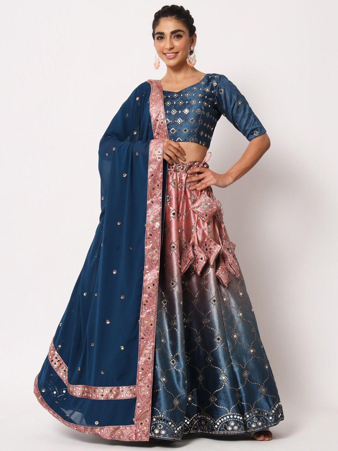 shubhkala embellished velvet semi-stitched lehenga & unstitched blouse with dupatta
