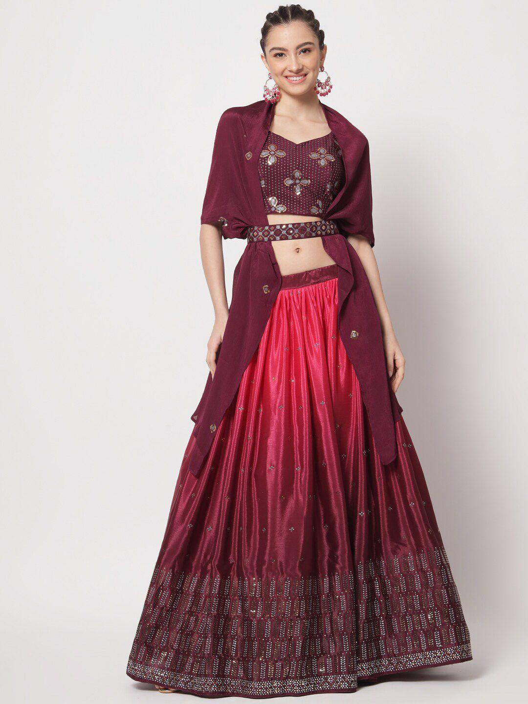 shubhkala printed semi-stitched lehenga & unstitched blouse with dupatta