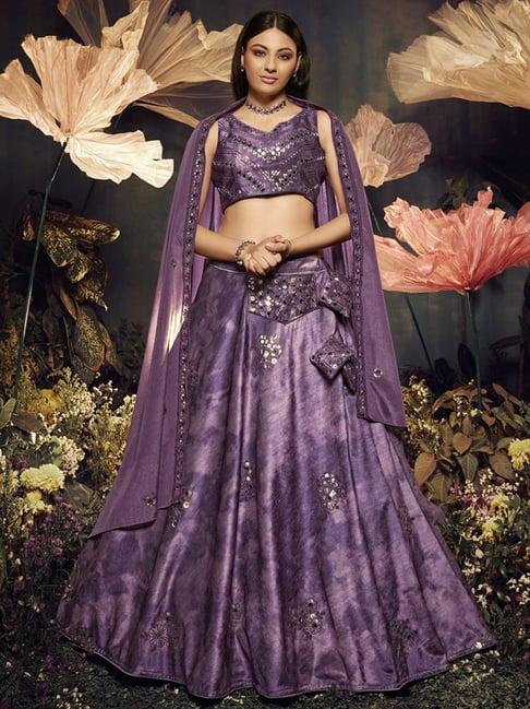 shubhkala purple embellished lehenga and choli set with dupatta