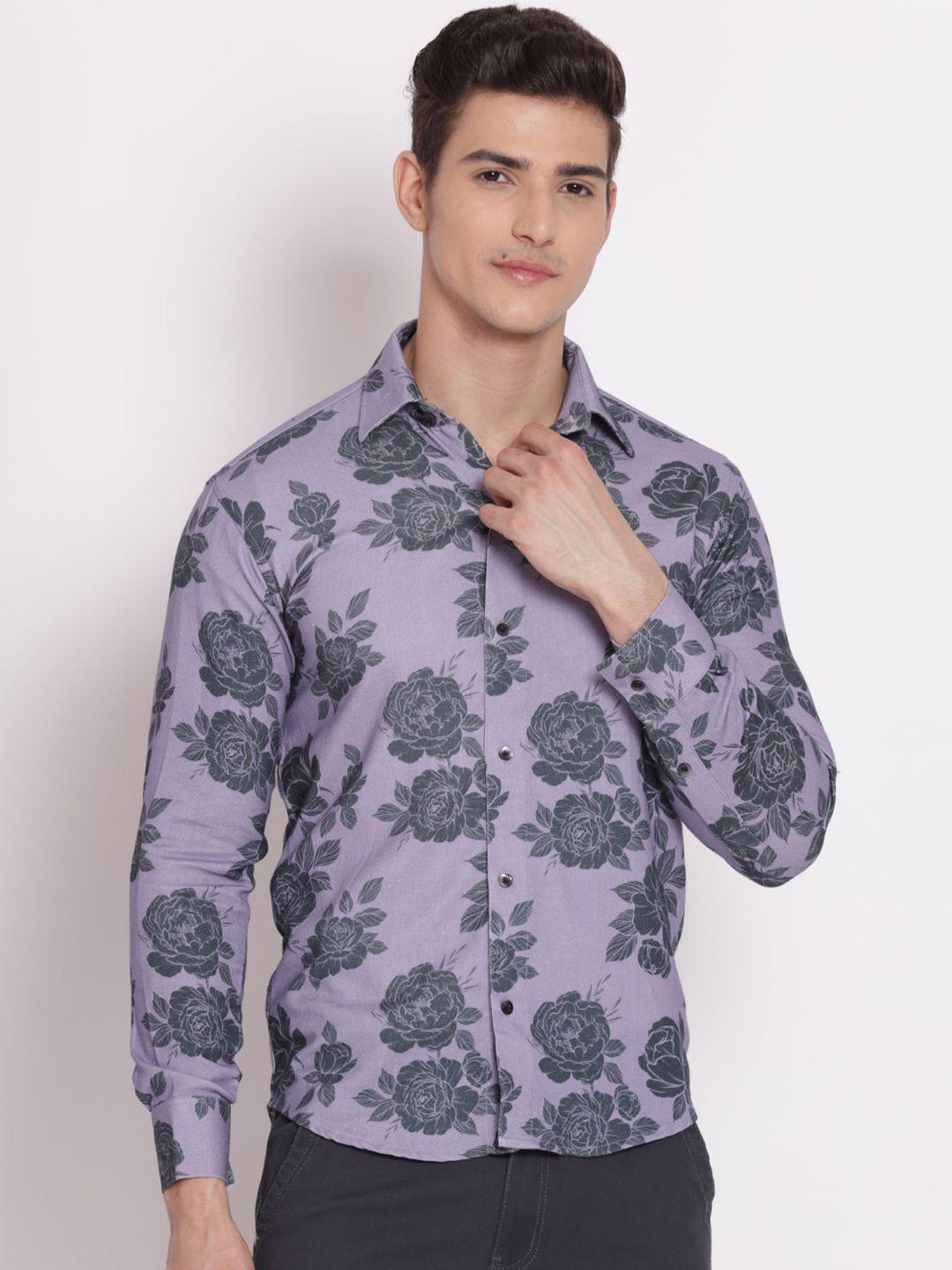 shurtz n skurtz men straight floral printed casual cotton shirt