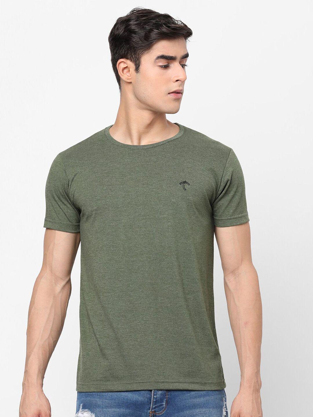 shurtz n skurtz men green solid t-shirt