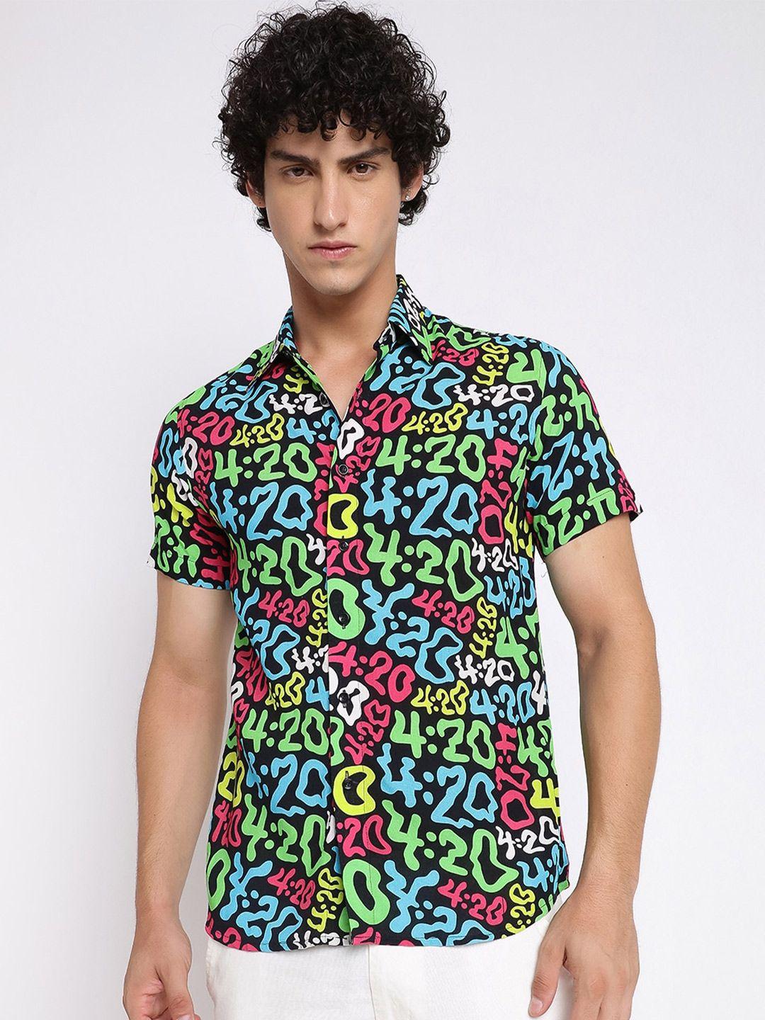 shurtz n skurtz men multicoloured relaxed opaque printed casual shirt