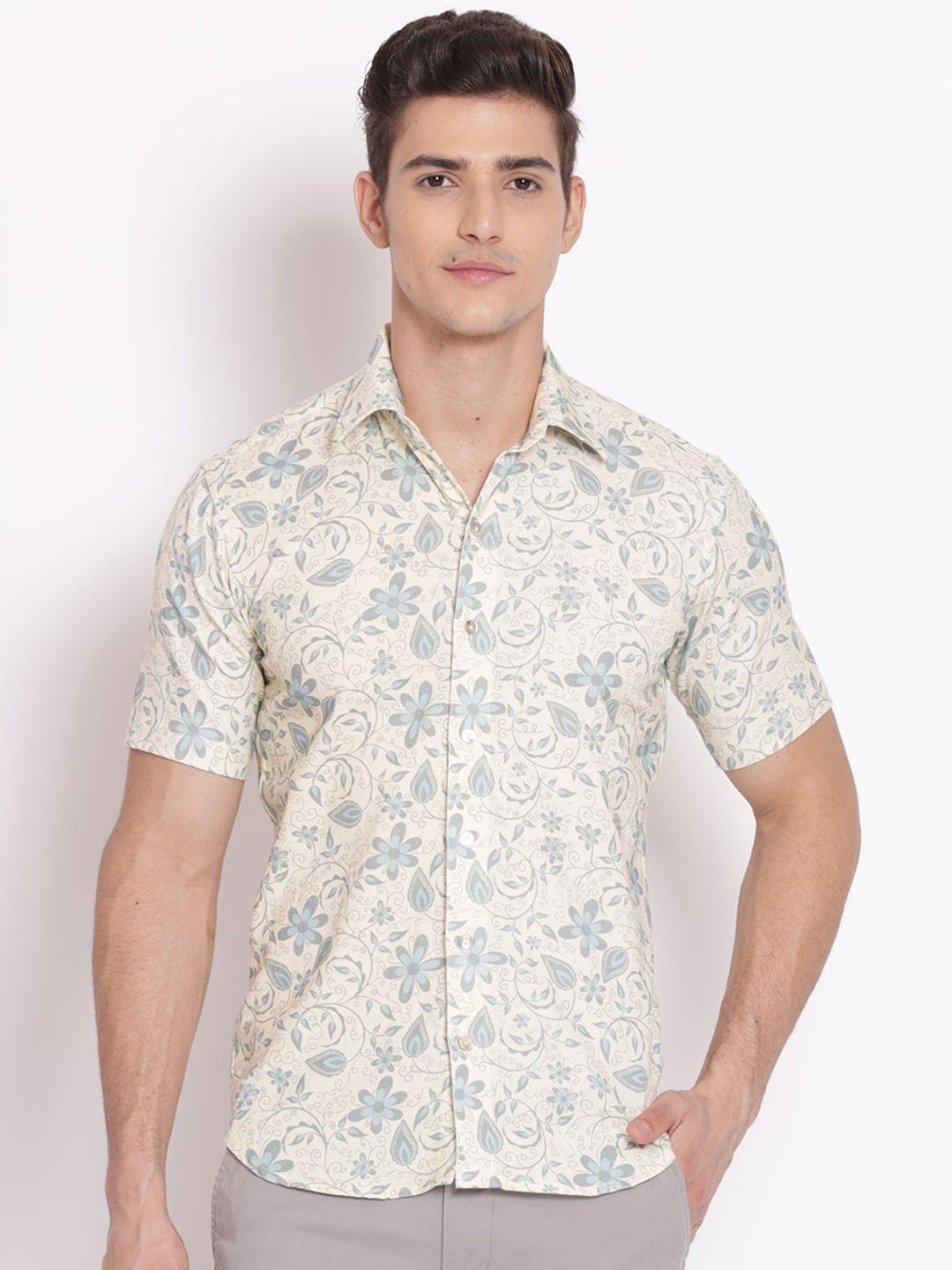 shurtz n skurtz men straight floral printed cotton casual shirt