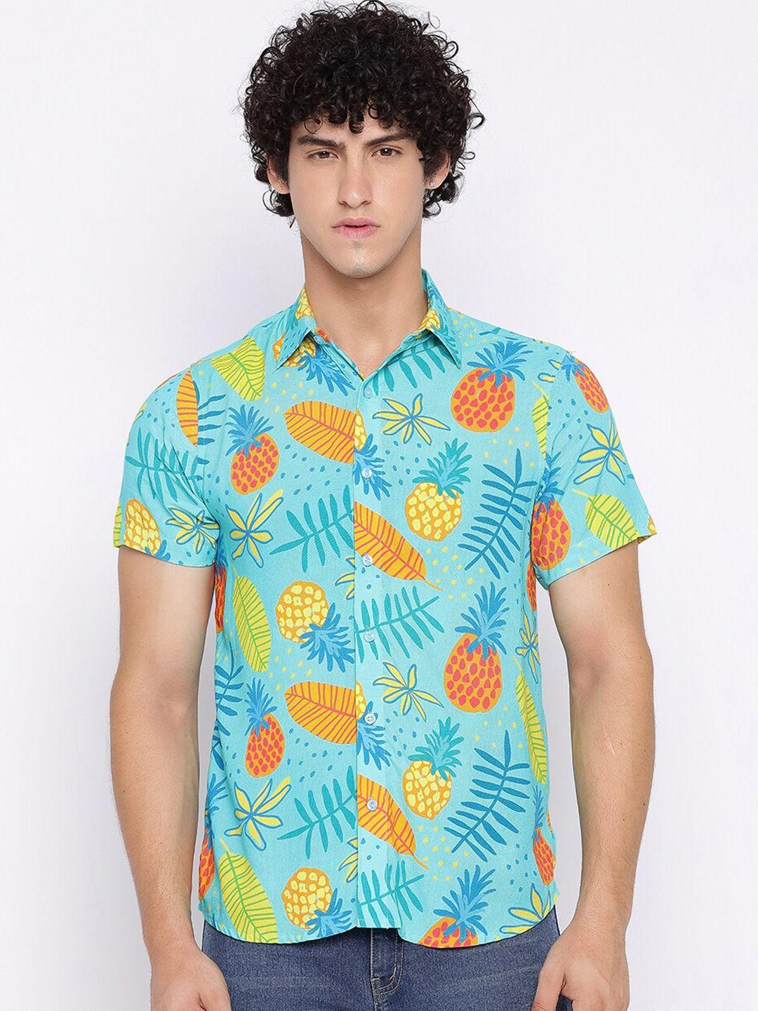 shurtz n skurtz tropical printed relaxed fit cotton casual shirt