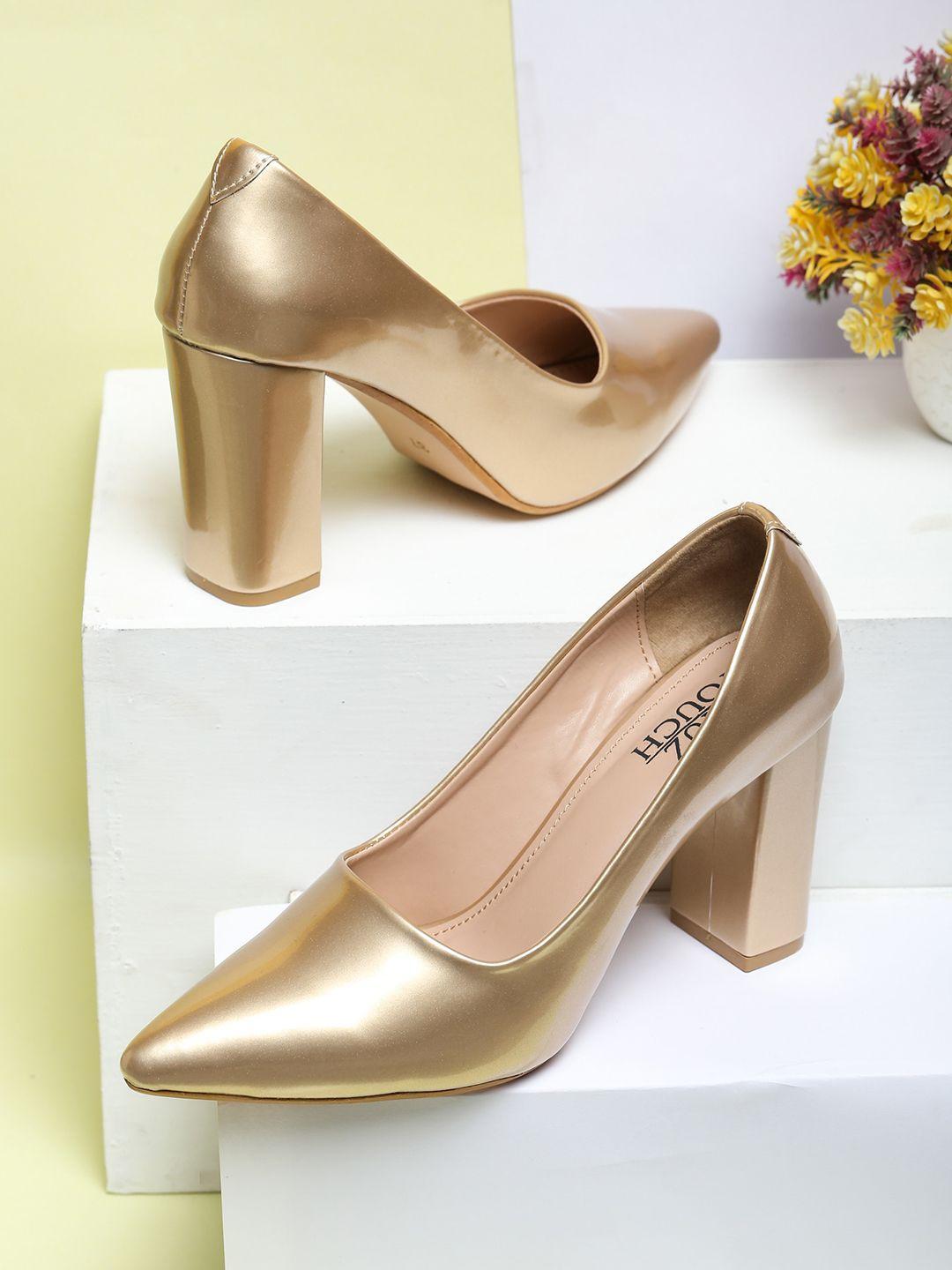 shuz touch pointed toe block heel pumps