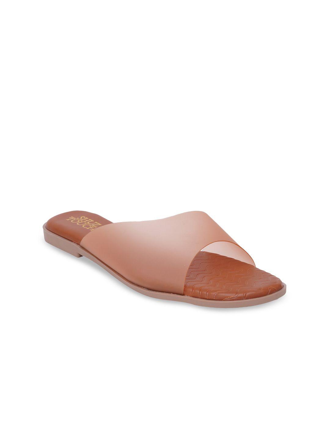 shuz touch women tan brown open toe flats