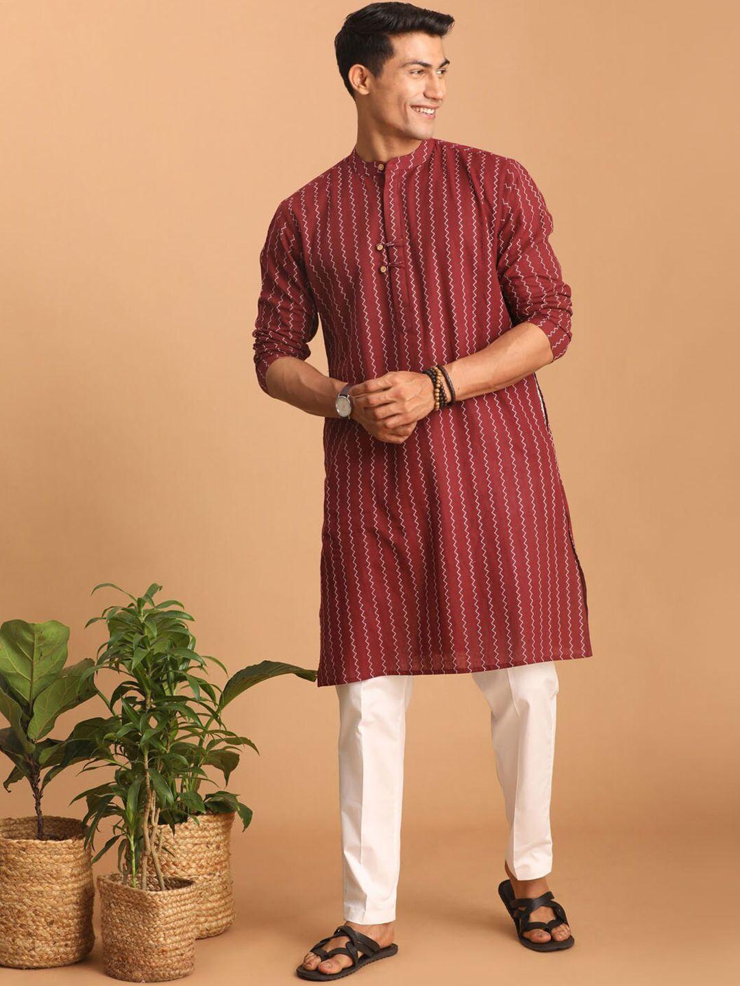 shvaas by vastramay chevron woven design pure cotton kurta with pyjamas