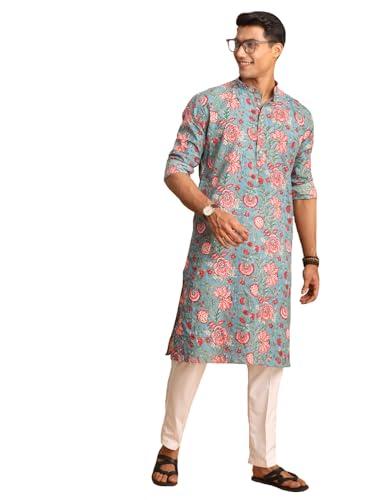 shvaas by vastramay men's aqua and white cotton kurta and pyjama set-aa314_vshvmk196npant001wh_40