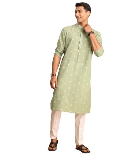 shvaas by vastramay men's green and white cotton kurta pyjama set-aa346_vshvmk198gnnpant004wh_36