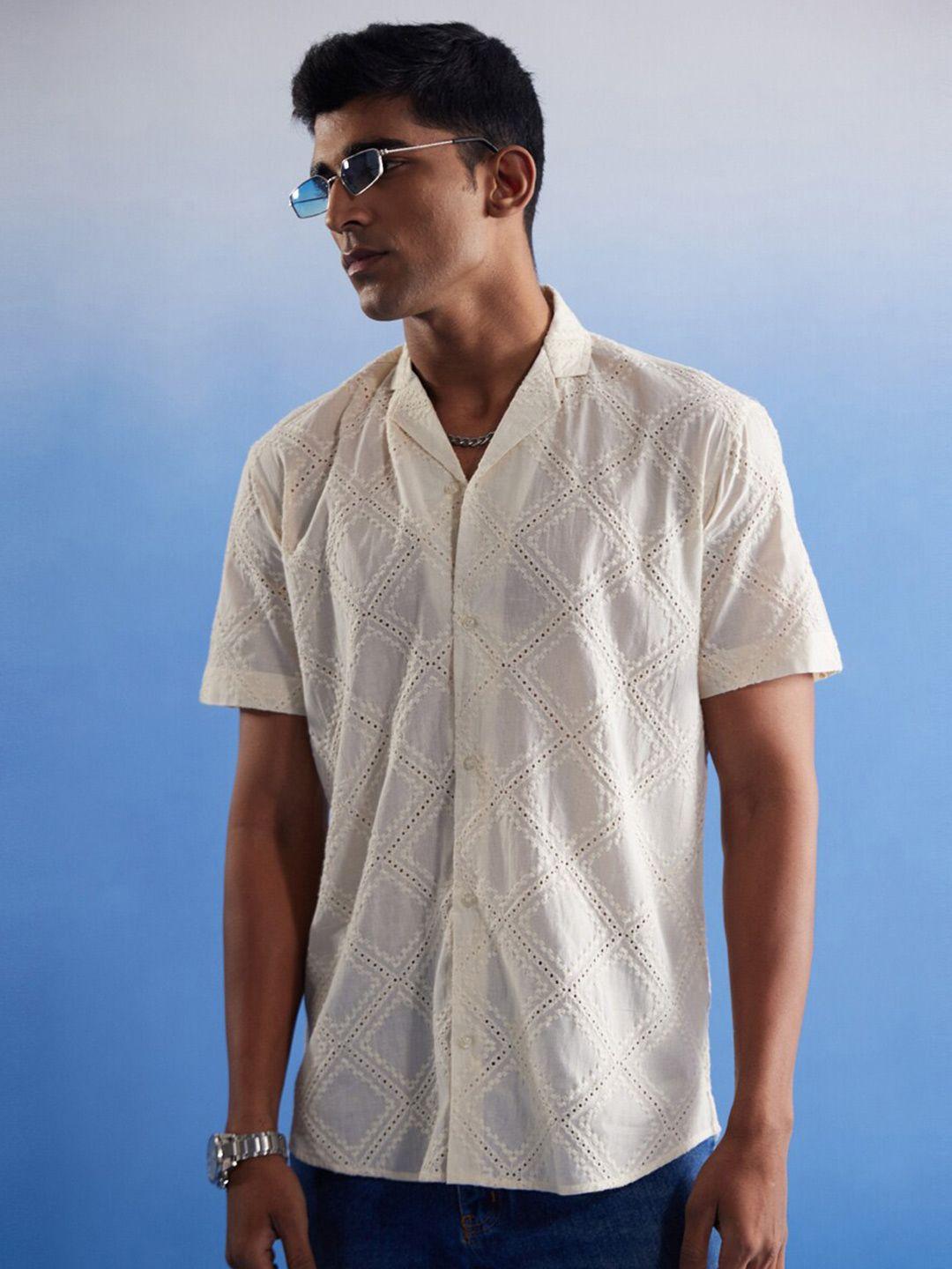 shvaas by vastramay premium self design cotton casual shirt
