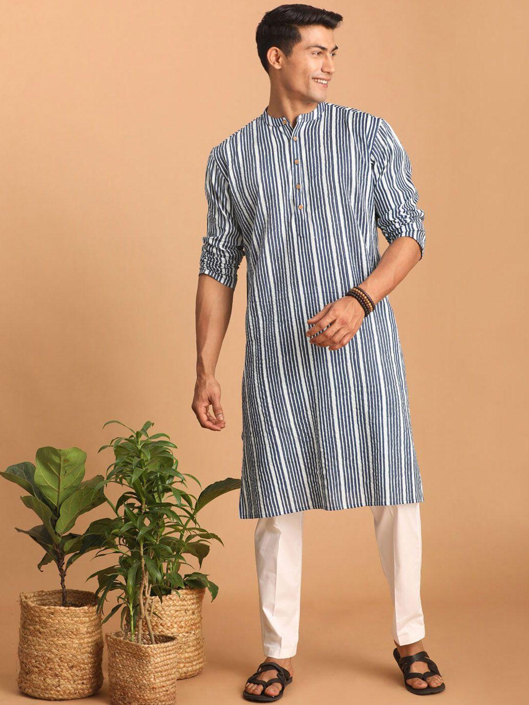 shvaas by vastramay striped pure cotton kurta with pyjamas