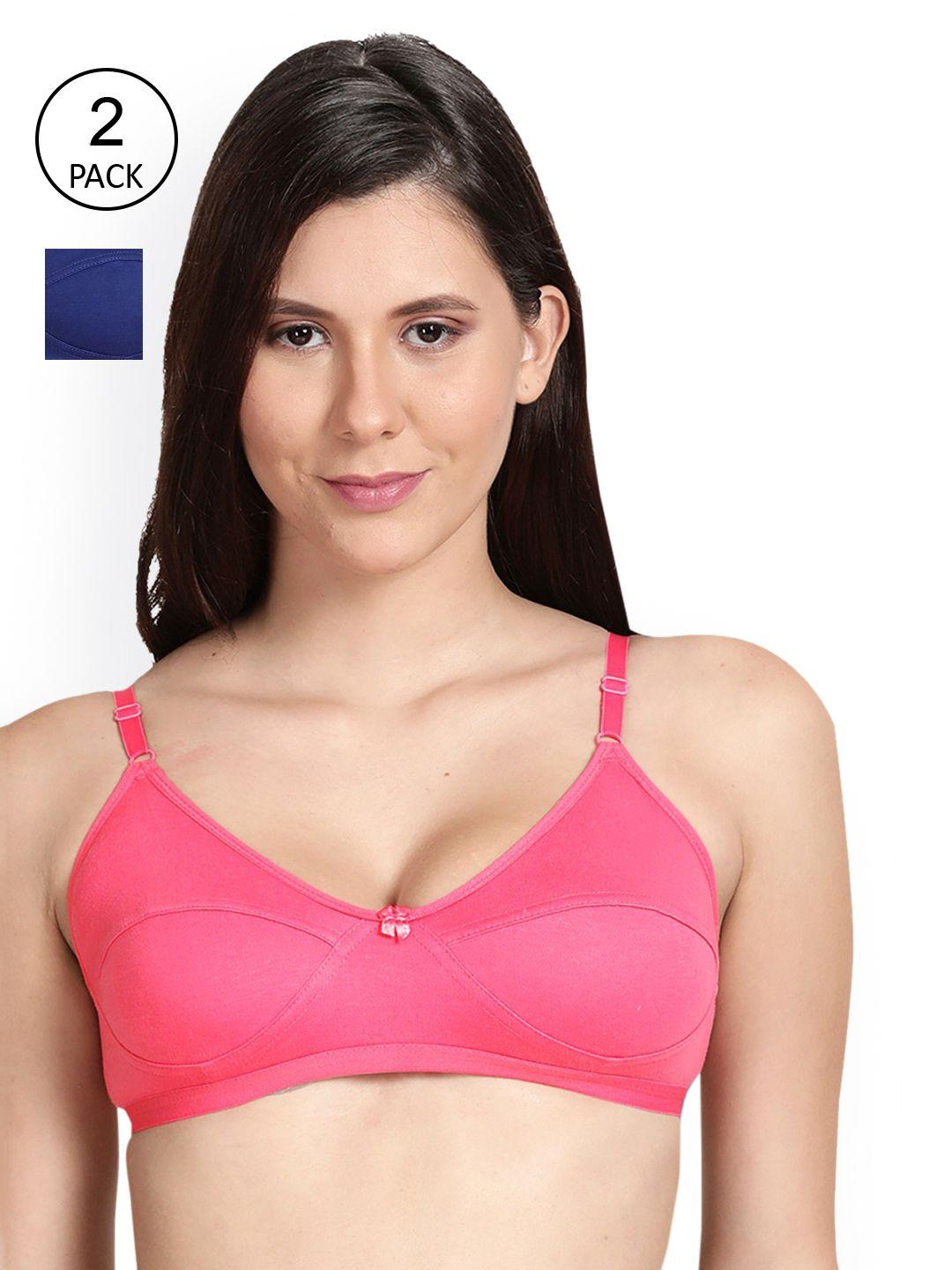 shyaway pack of 2 pink & blue non padded bra