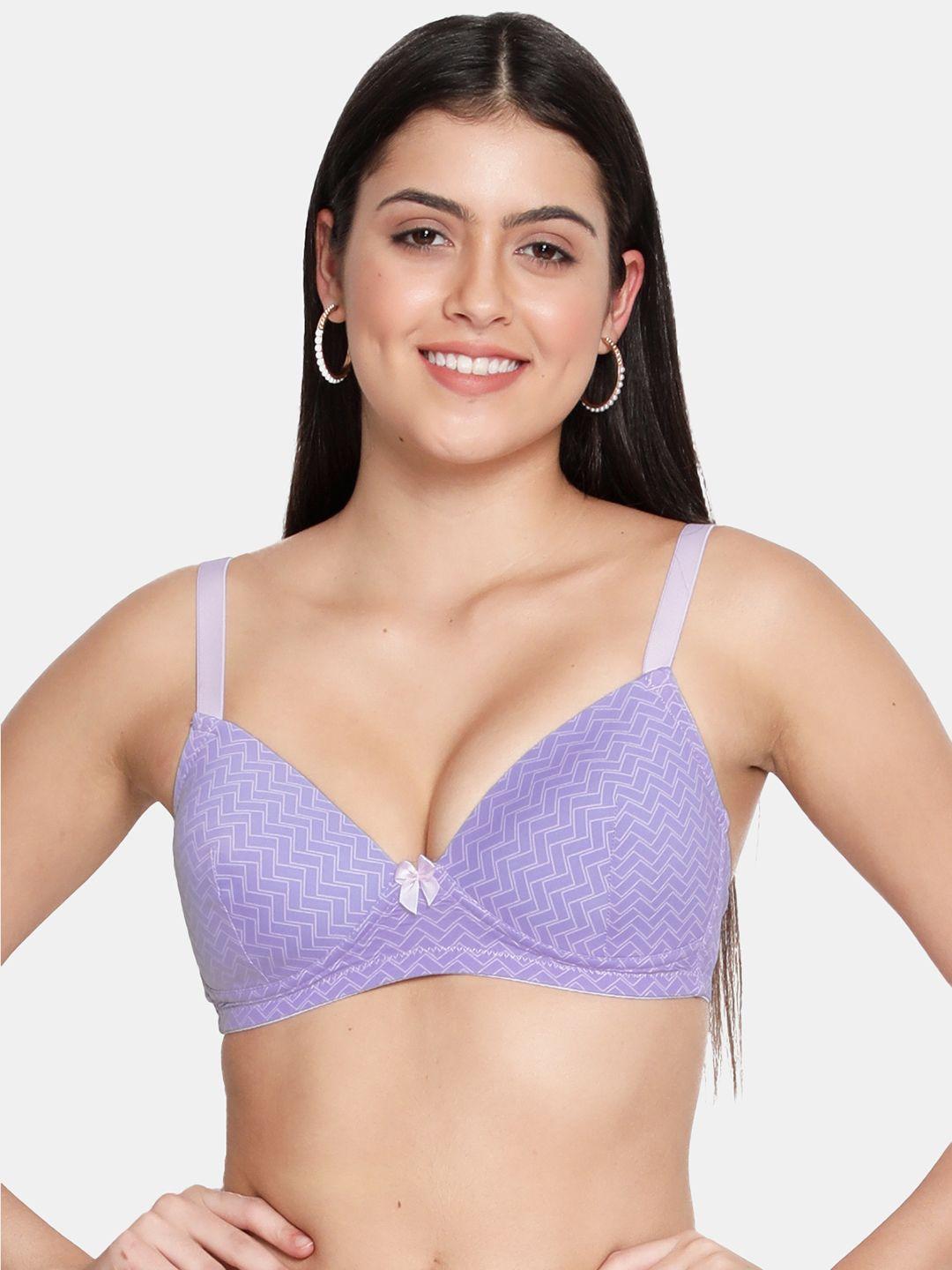 shyaway lavender abstract printed lightly padded bra