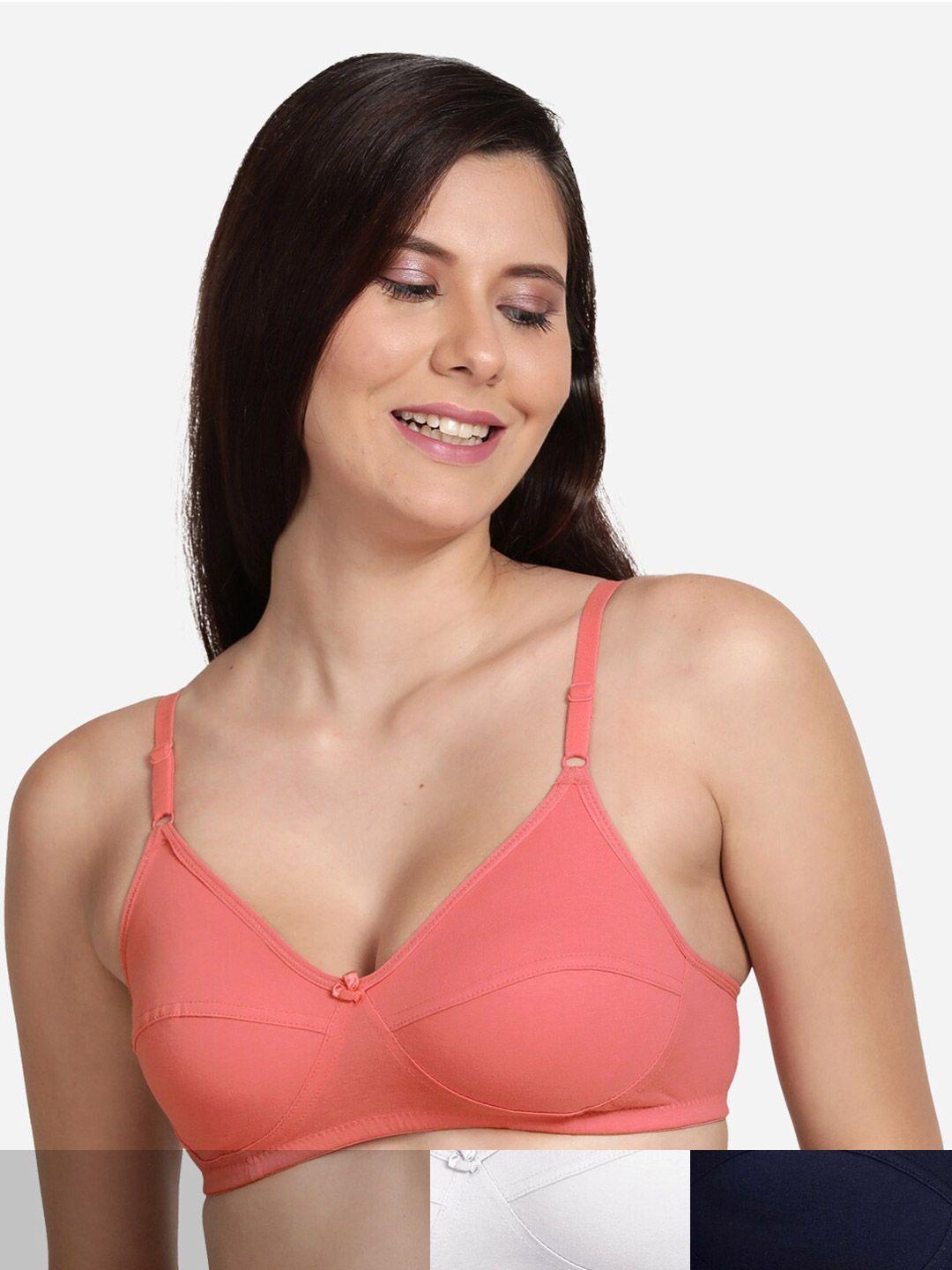 shyaway pack of 3 solid cotton t-shirt bra