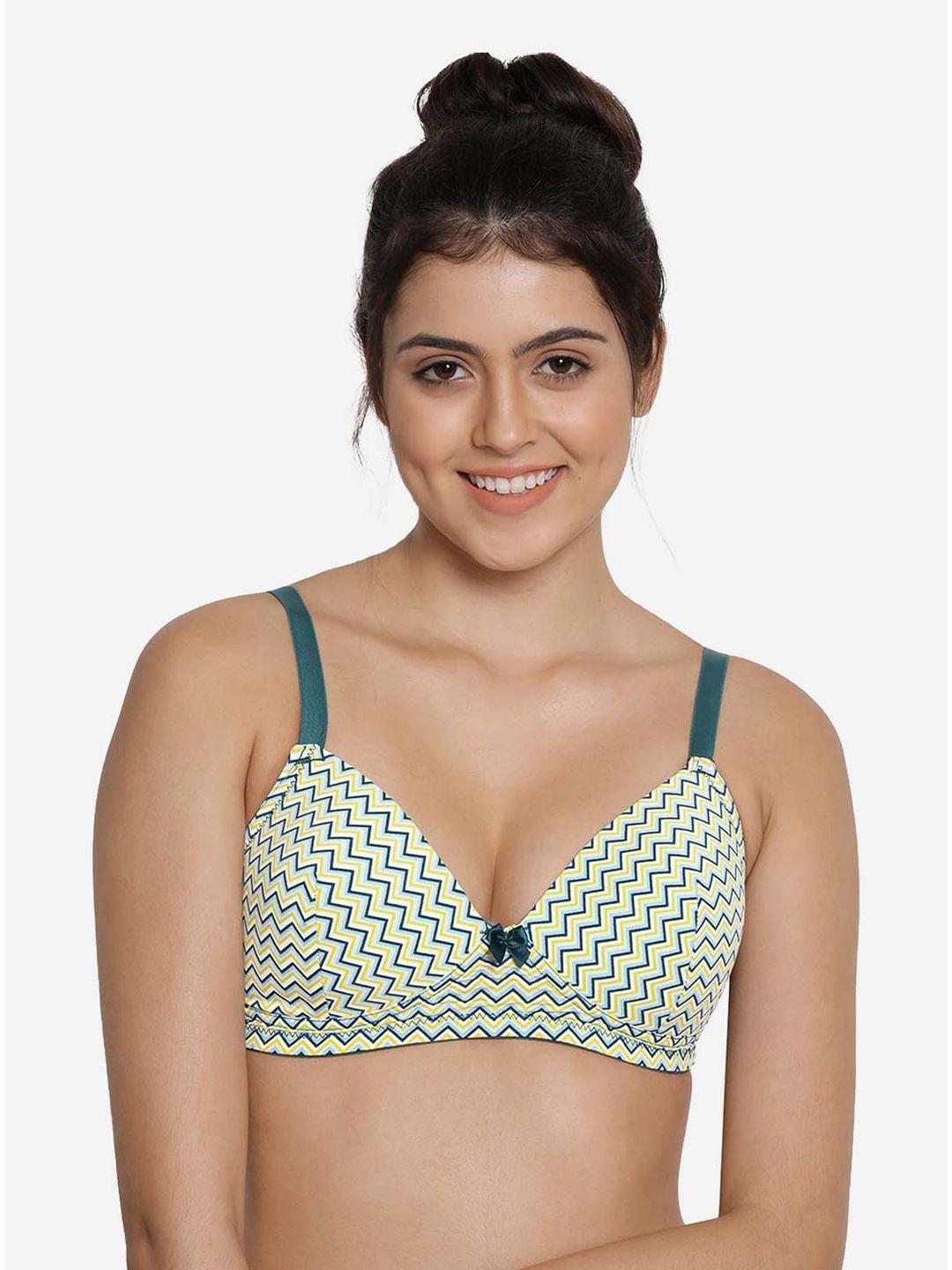 shyaway printed lightly padded nylon all day comfort everyday bra