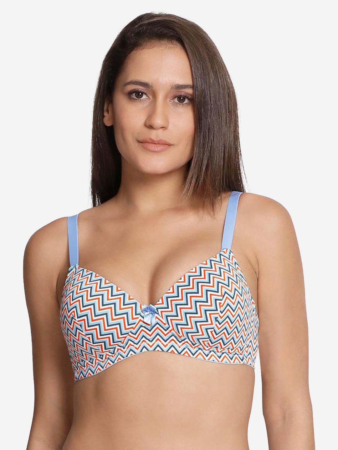 shyaway printed lightly padded nylon all day comfort everyday bra