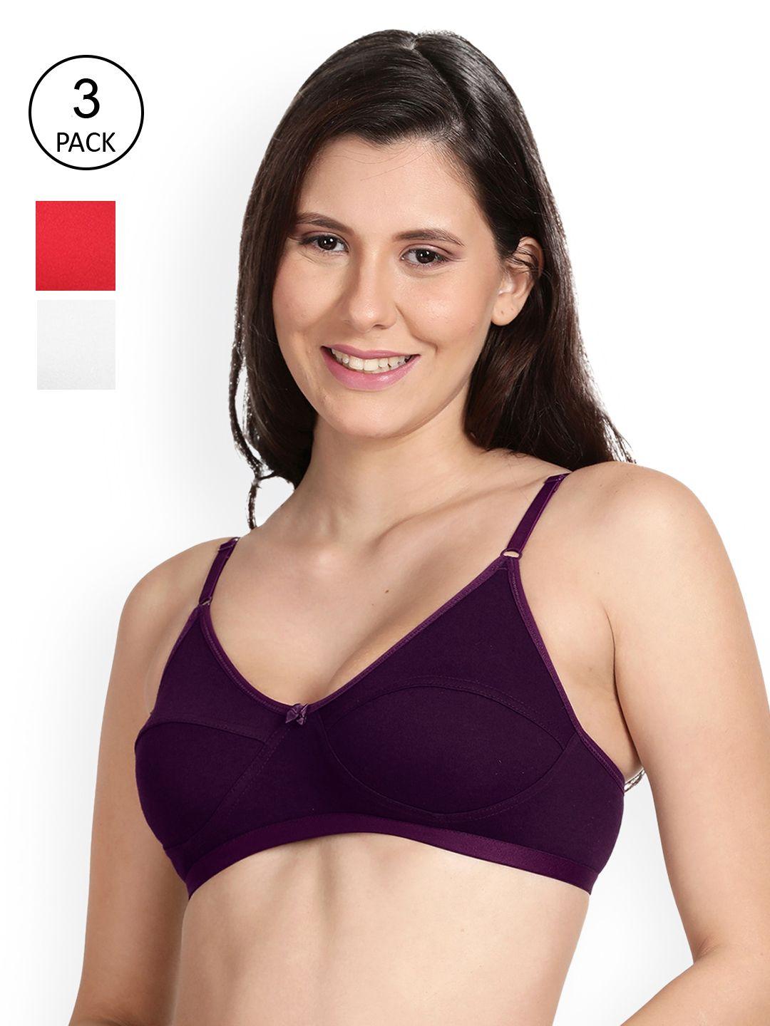 shyaway woman pack of 3 purple white & red bra