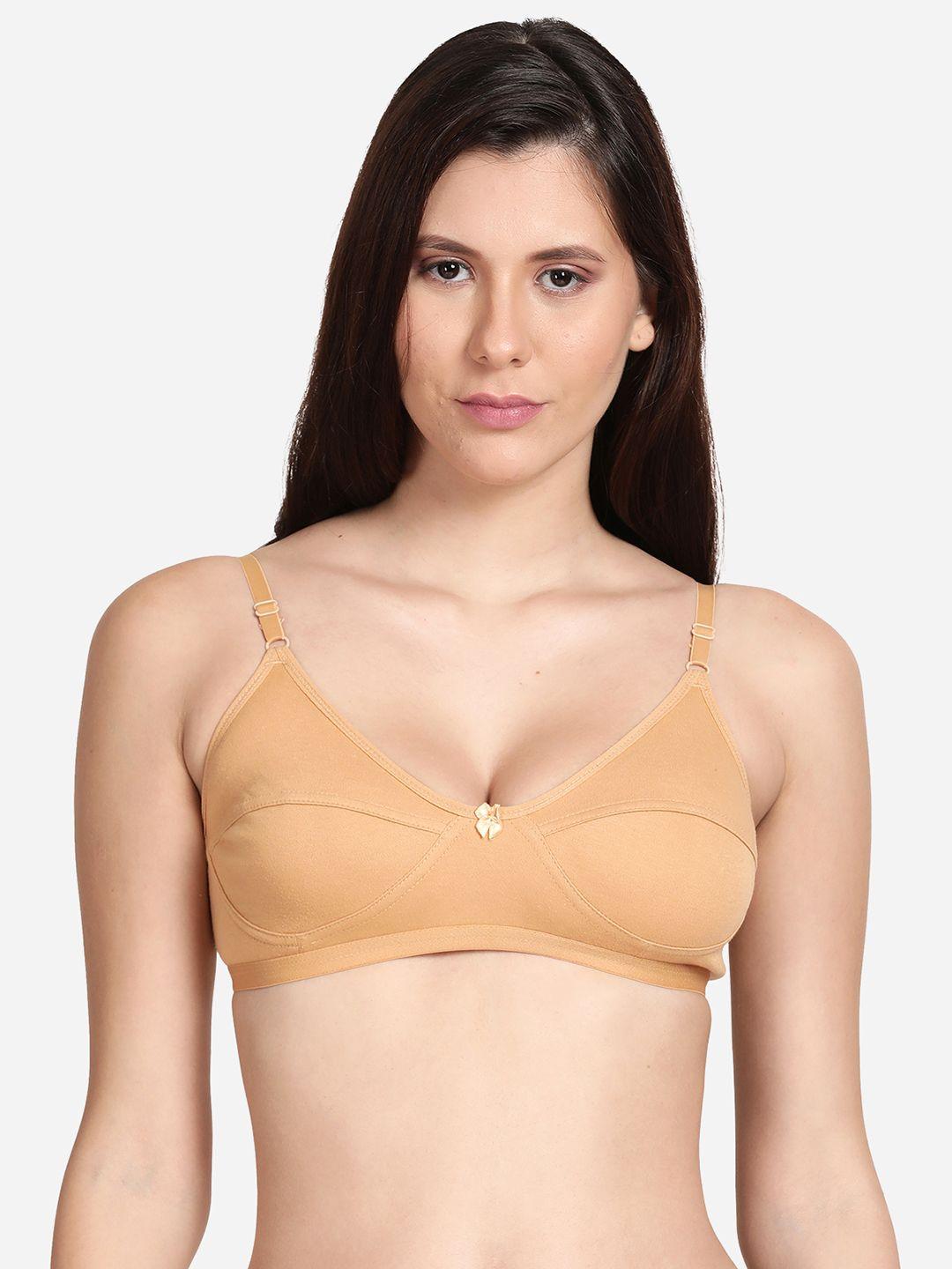 shyaway women tan-coloured solid cotton bra