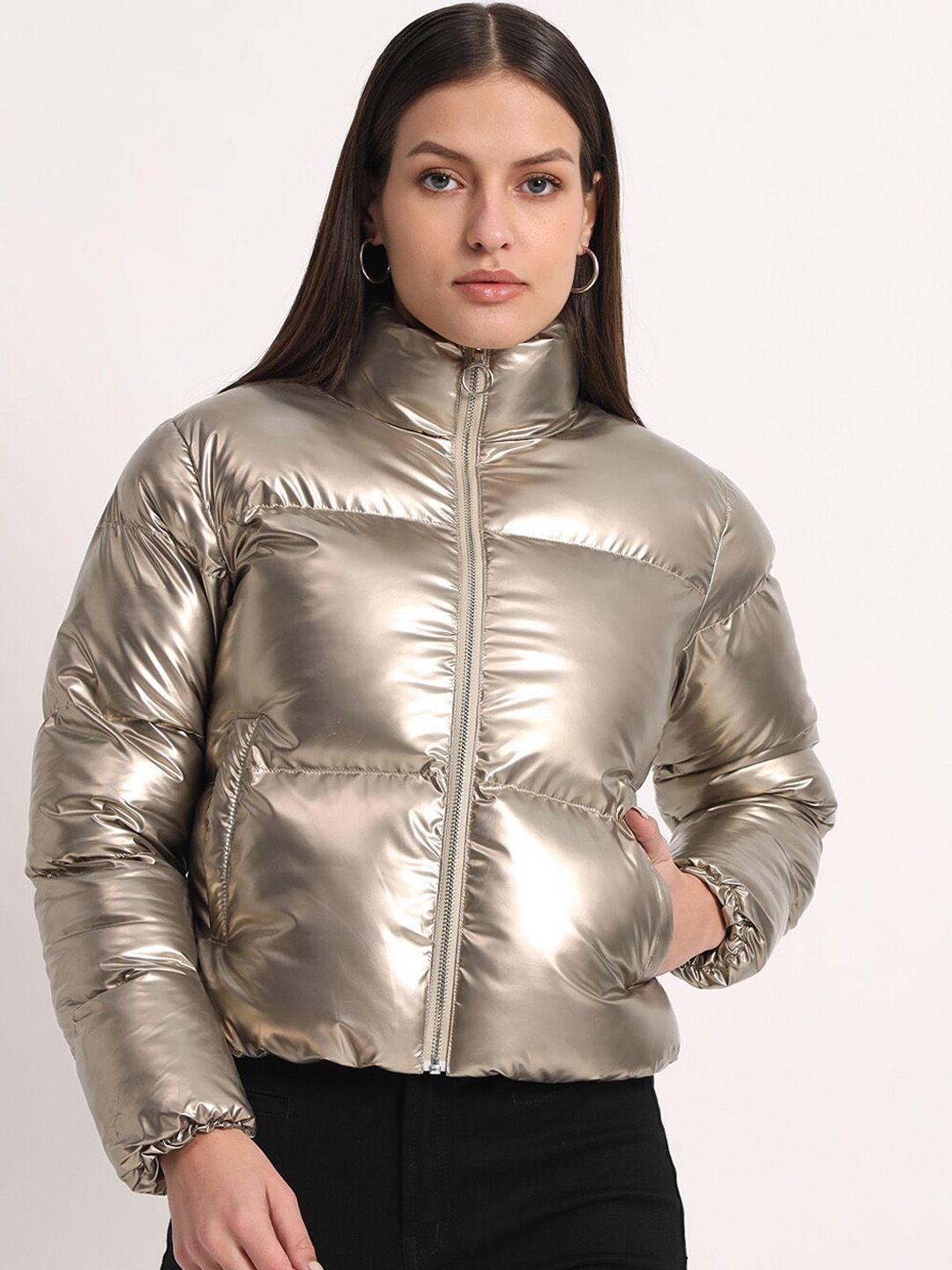 siapa women gold-toned lightweight crop puffer jacket
