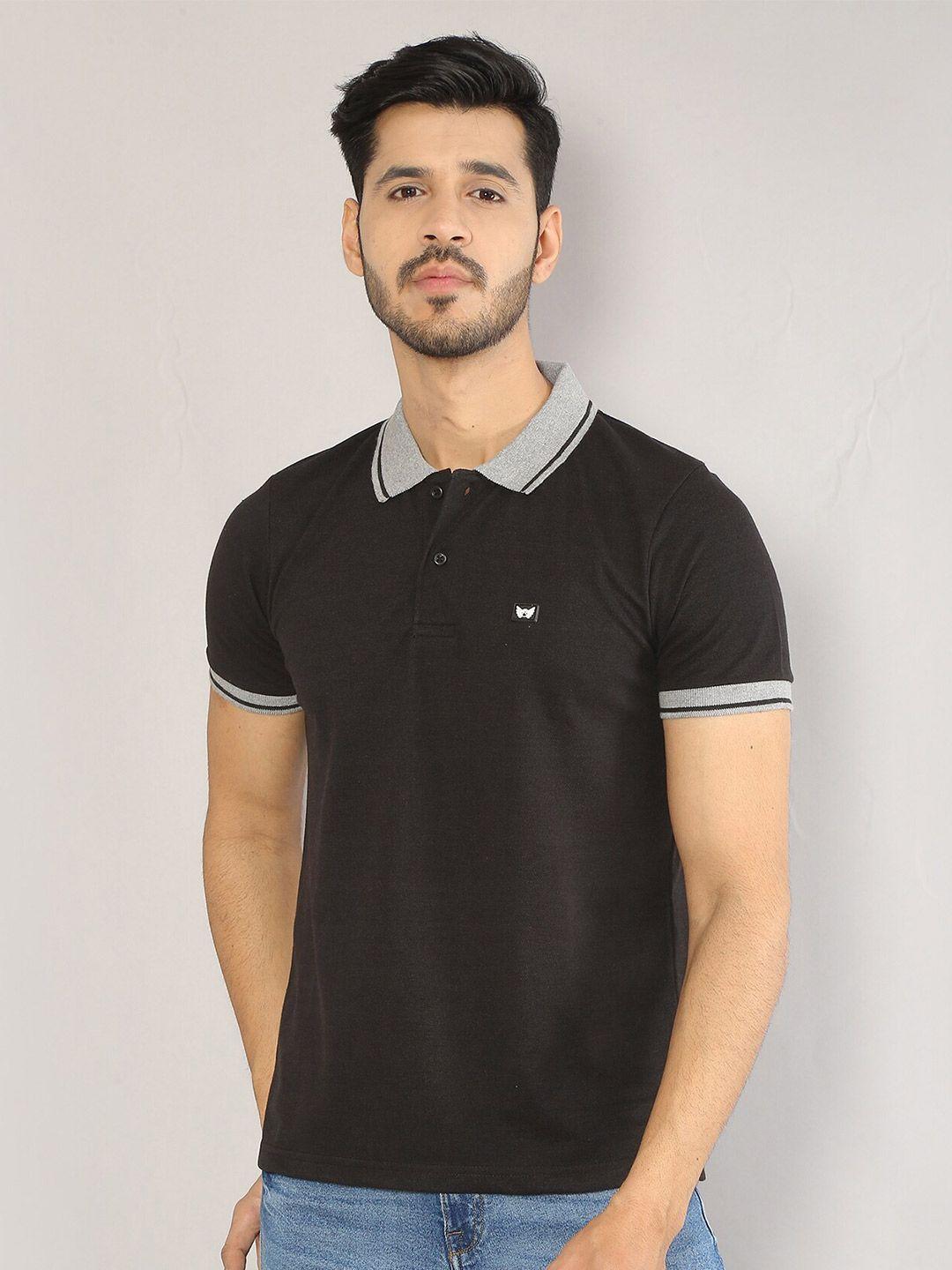 siapa men black polo collar t-shirt