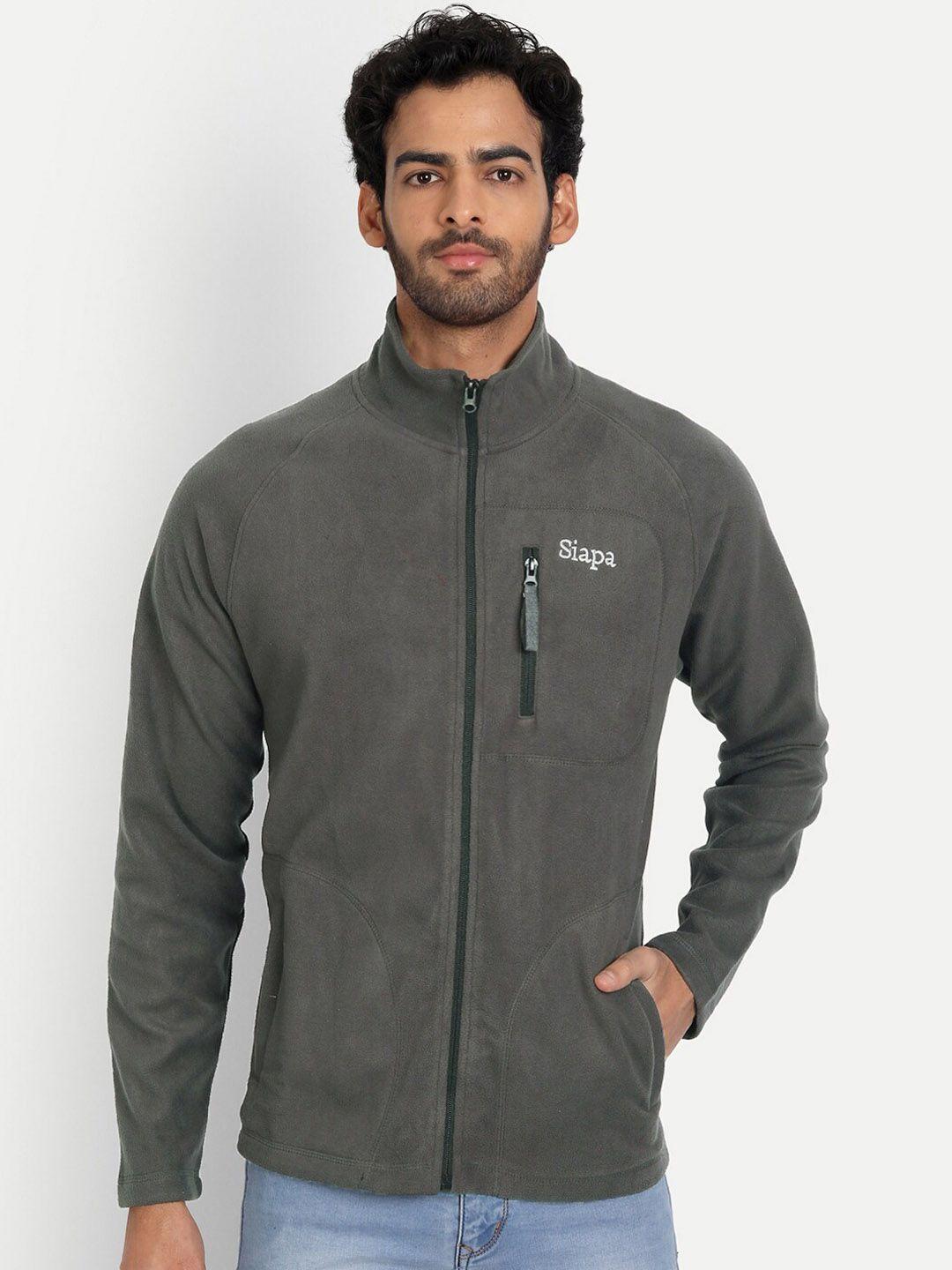 siapa men grey solid fleece lightweight outdoor bomber jacket