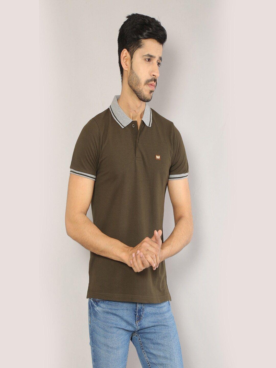 siapa men olive green polo collar t-shirt