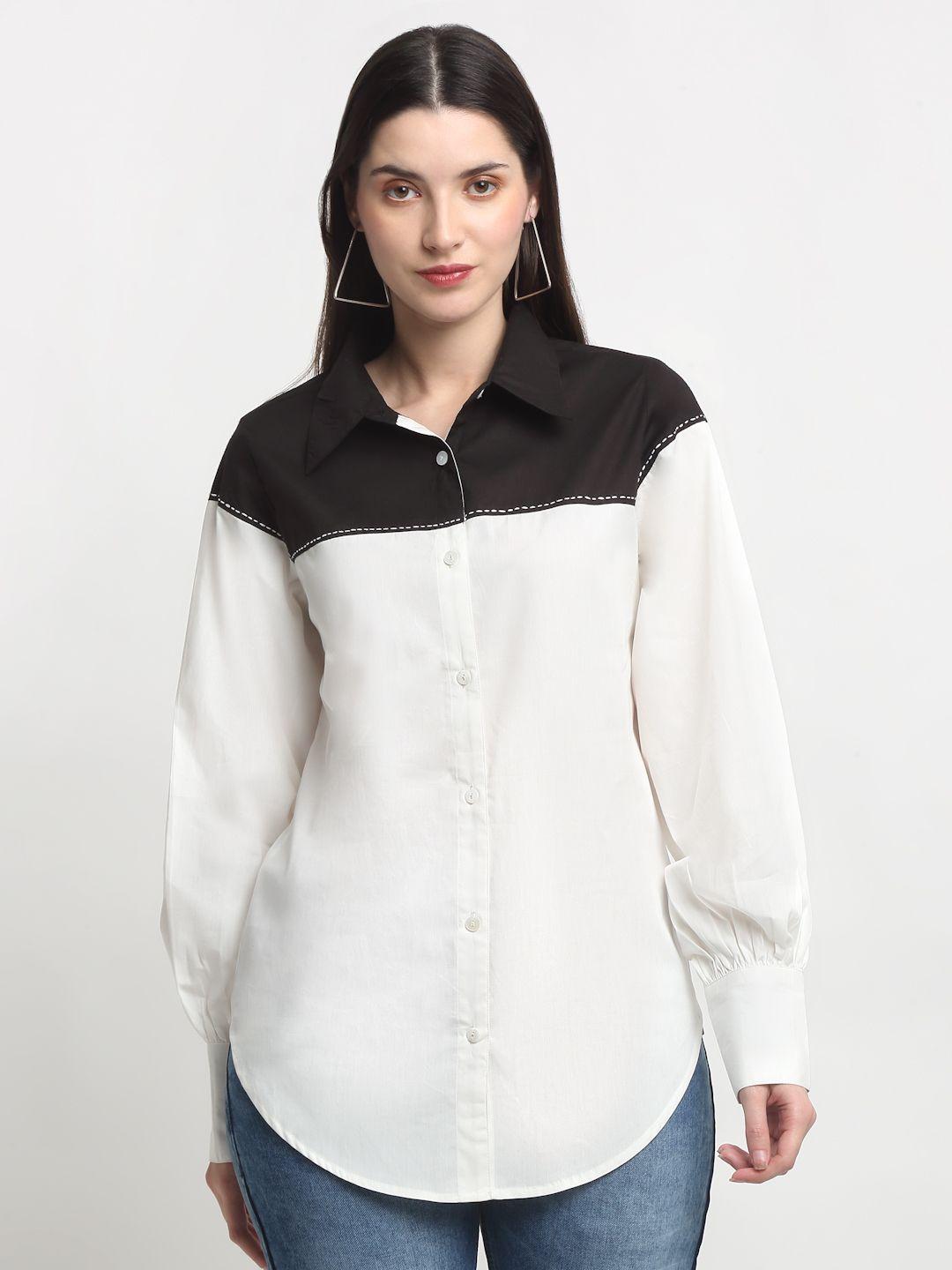 siavira classic colourblocked cotton casual shirt