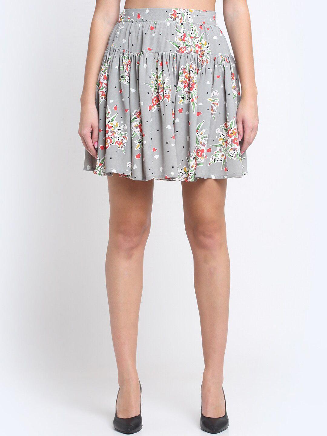 siavira floral printed flared mini skirts