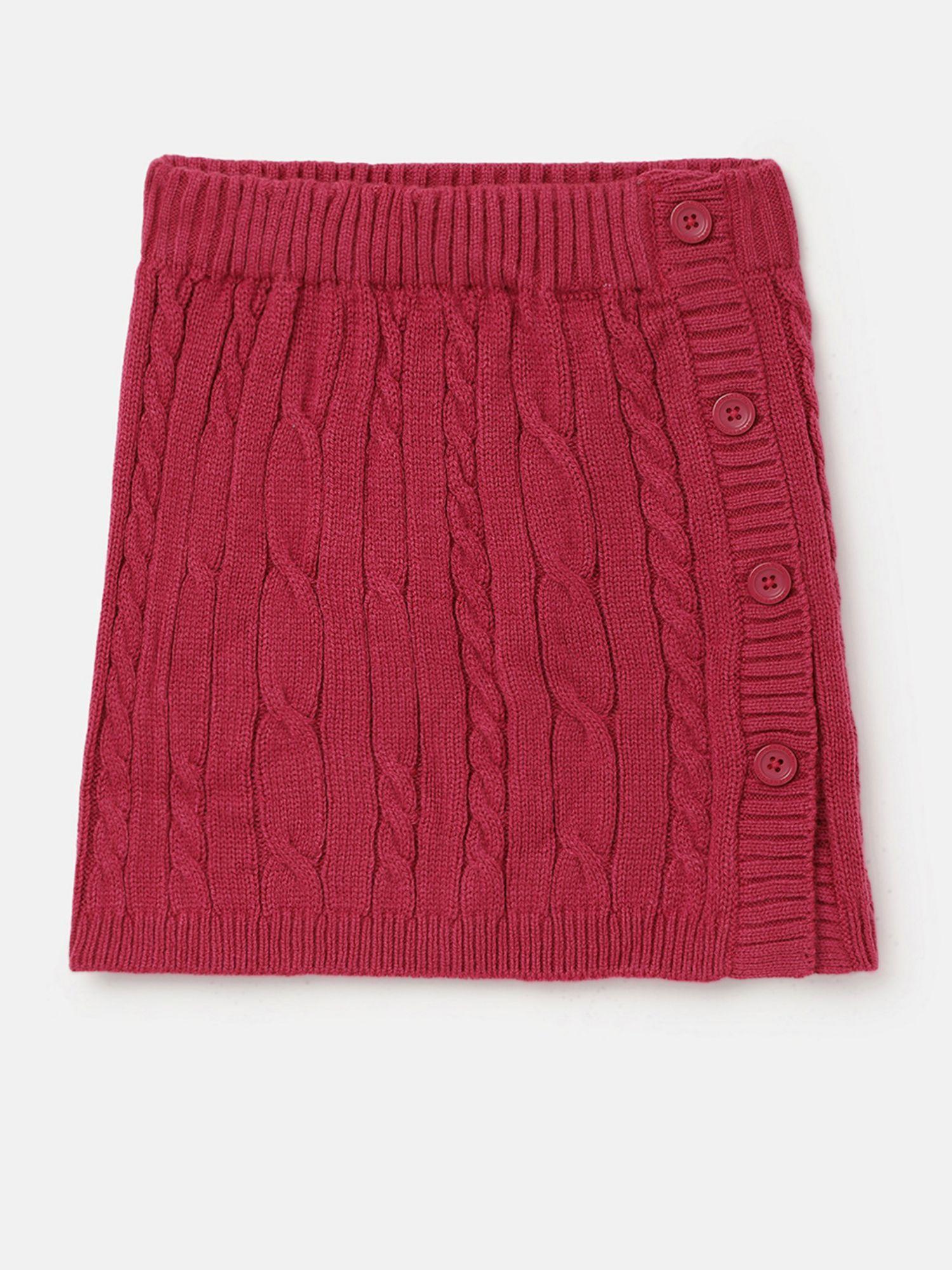 side button cable knit regular skirt