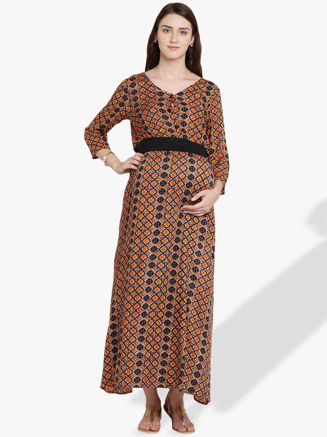 side knot multicoloured ethnic motifs print maxi dress